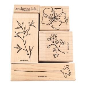 Set of 5 Stamp Up Rubber Stamps Floral Flowers Leaves Embrace Me Standard Size